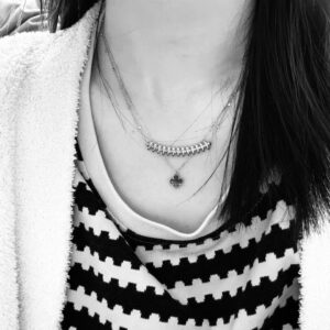 925 Sterling Silver Studded Necklace Detail