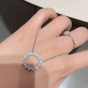 925 Sterling Silver Sunburst Circle Necklace Lifestyle View