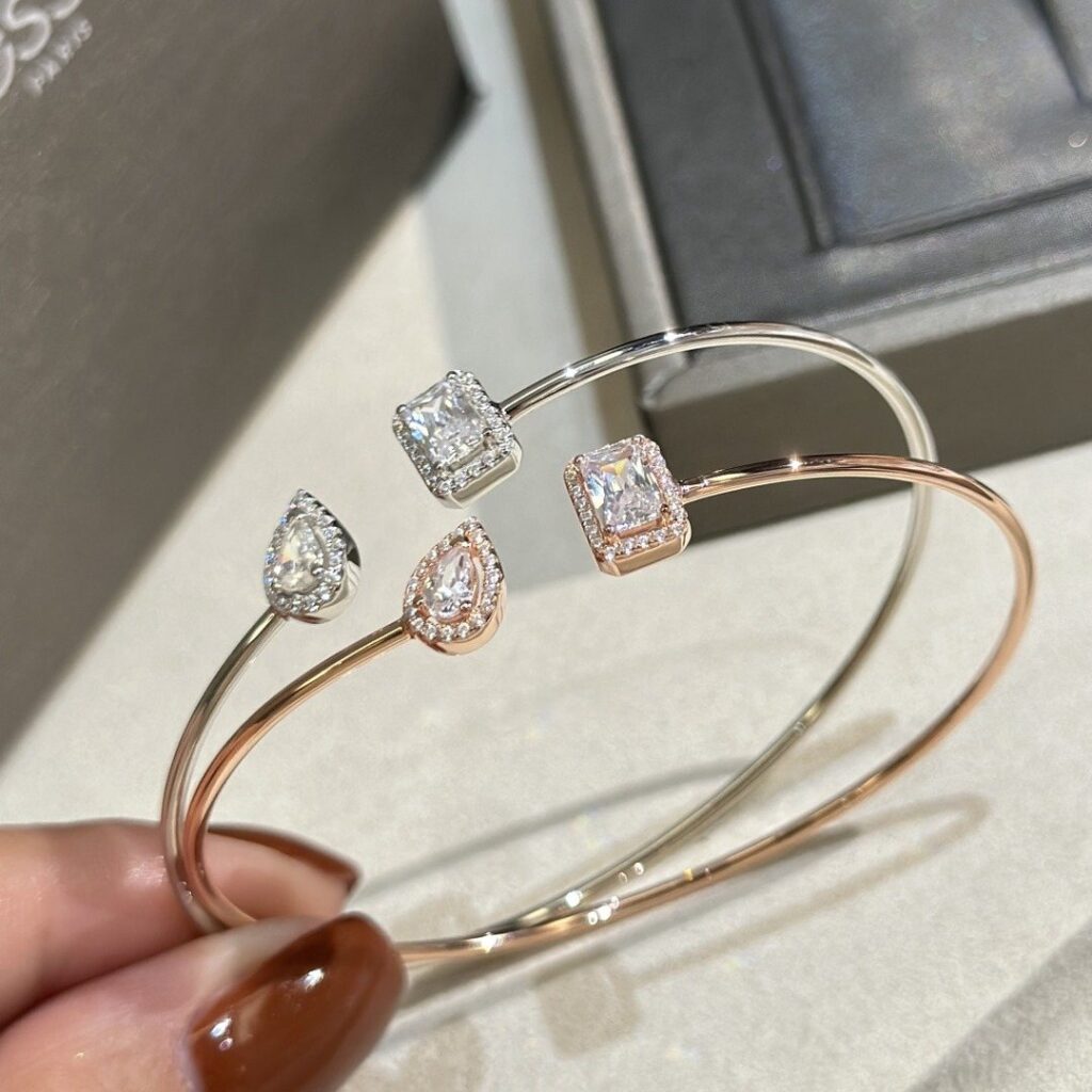 925 Sterling Silver Teardrop Stone Open Bangle Wholesale