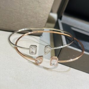 925 Sterling Silver Teardrop Stone Open Bangle Jewelry Display