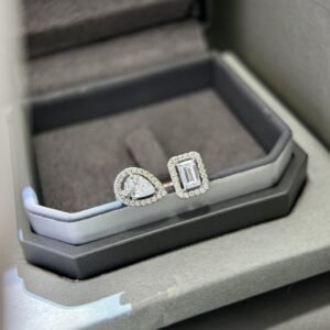 925 Sterling Silver Teardrop Stone Open Ring Close Up