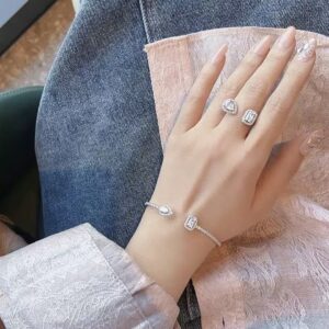 925 Sterling Silver Teardrop Stone Open Ring Jewelry Display