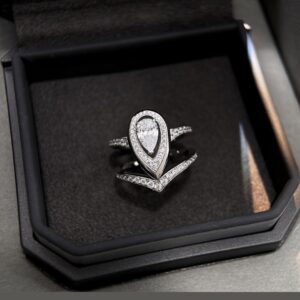 925 Sterling Silver Teardrop Stone Ring Set Wholesale