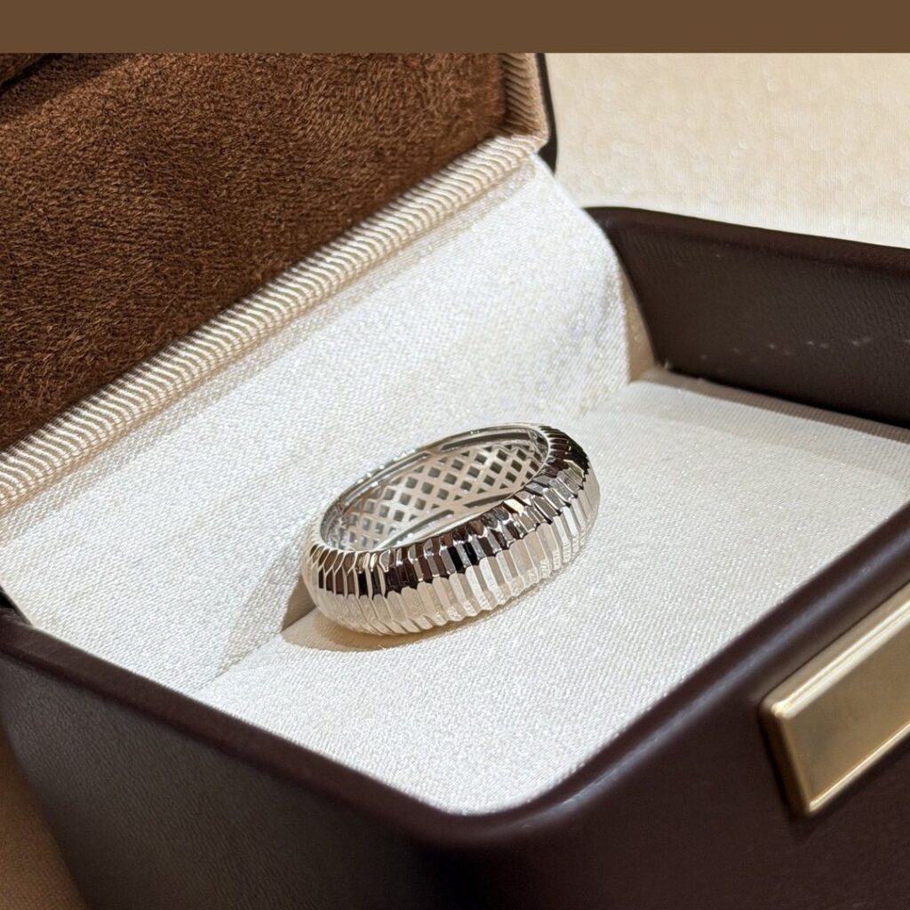 925 Sterling Silver Textured Ring Close Up