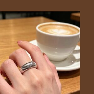 925 Sterling Silver Textured Ring Lifestyle View