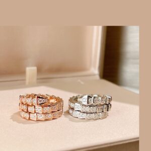 925 Sterling Silver Three Row Pave Serpent Ring Jewelry Display