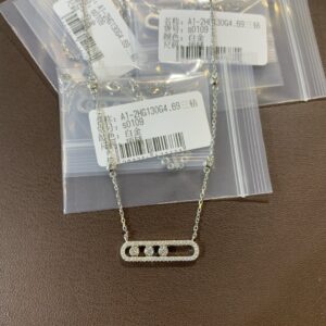 925 Sterling Silver Three Stone Paperclip Necklace Wholesale
