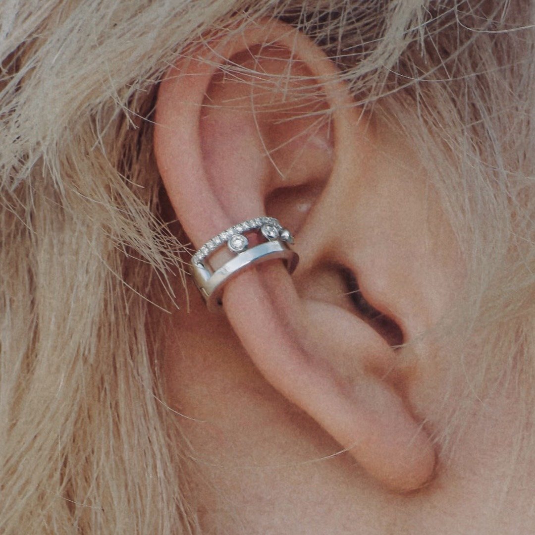 925 Sterling Silver Three Stone Pave Ear Cuff Wholesale 925 Sterling Silver Three Stone Pave Ear Cuff Wholesale