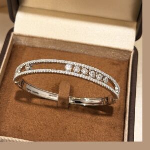 925 Sterling Silver Three Stone Sliding Bangle Jewelry Display