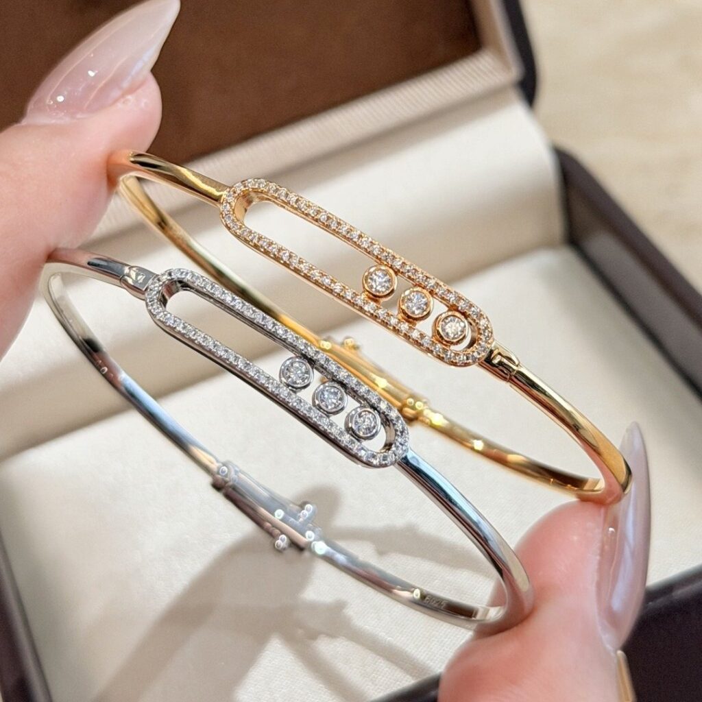 925 Sterling Silver Three Stone Sliding Open Bangle Wholesale