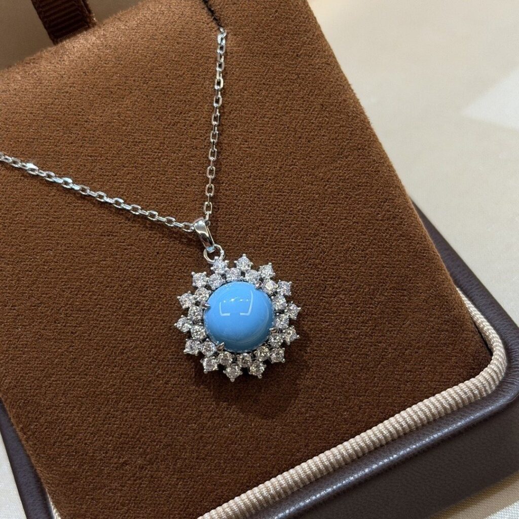 925 Sterling Silver Turquoise Flower Necklace Wholesale