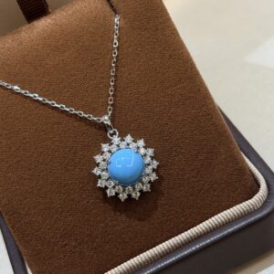925 Sterling Silver Turquoise Flower Necklace Wholesale