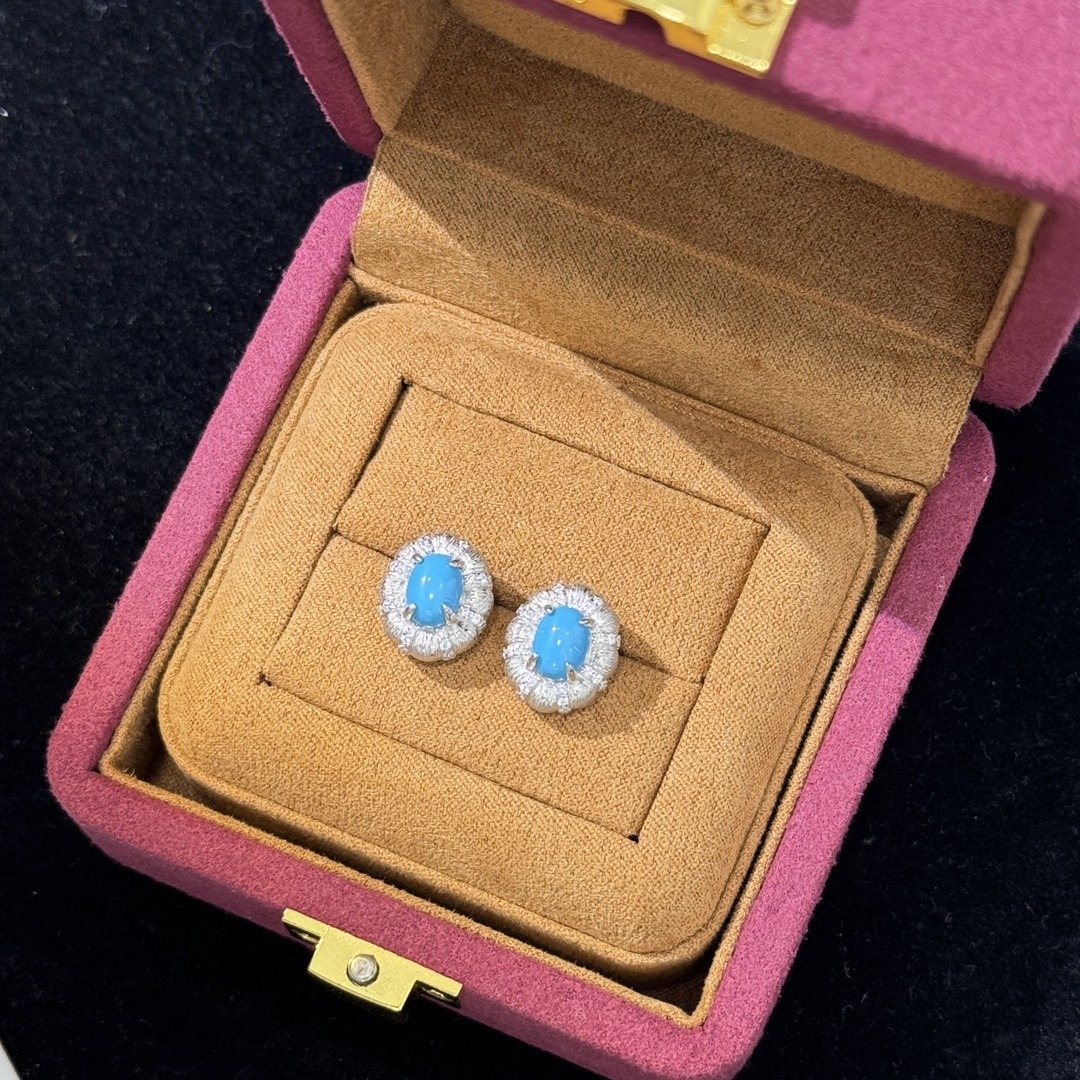 925 Sterling Silver Turquoise Stud Earrings 925 Sterling Silver Turquoise Stud Earrings
