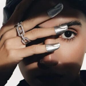 925 Sterling Silver Two Finger Chain Ring Detail