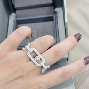 925 Sterling Silver Two Finger Chain Ring Jewelry Display