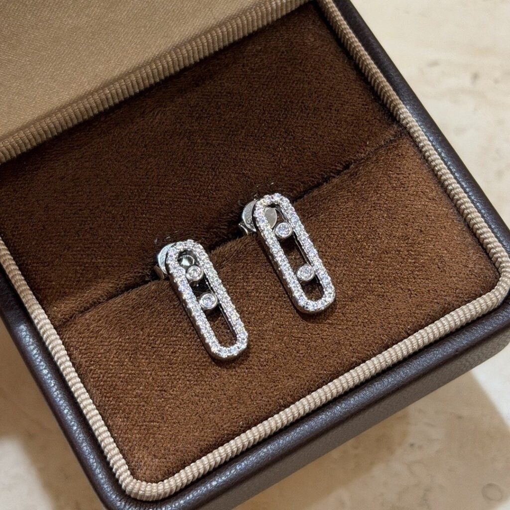 925 Sterling Silver Two Stone Pave Sliding Stud Earrings Wholesale