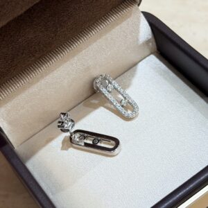 925 Sterling Silver Two Stone Pave Sliding Stud Earrings Lifestyle View