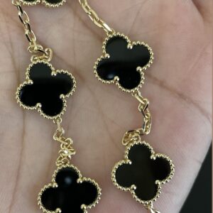 Gold Plated 925 Sterling Silver Black Clover Bracelet Wholesale