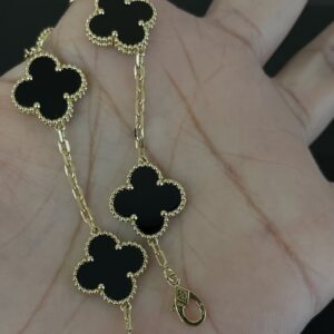Gold Plated 925 Sterling Silver Black Clover Bracelet Packaging View