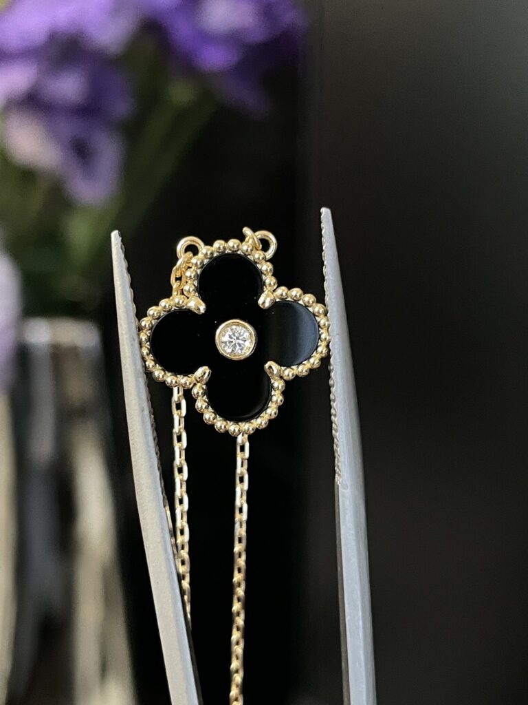 Gold Plated 925 Sterling Silver Black Clover Necklace Wholesale