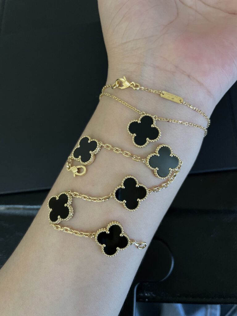 Gold Plated 925 Sterling Silver Black Clover Necklace Wholesale