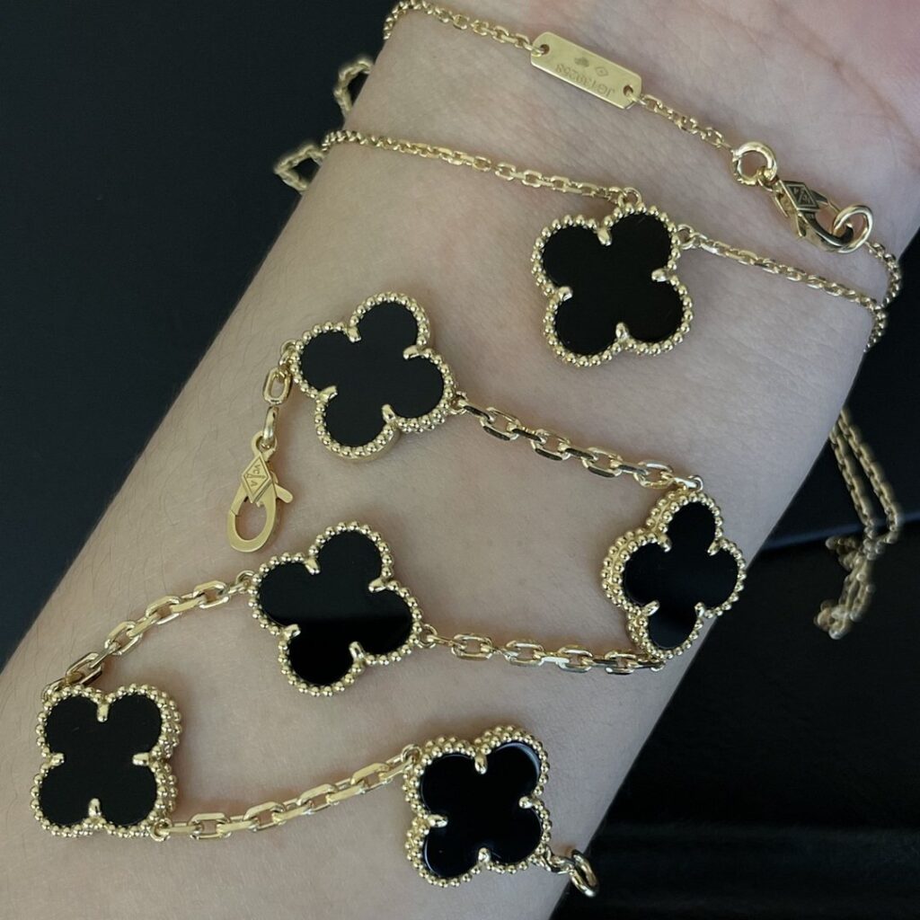 Gold Plated 925 Sterling Silver Black Clover Necklace Wholesale
