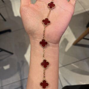 Gold Plated 925 Sterling Silver Black Onyx Clover Bracelet Detail