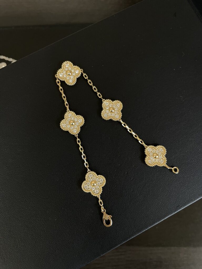 Gold Plated 925 Sterling Silver Blue Clover Bracelet Wholesale