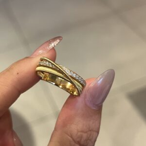 Gold Plated 925 Sterling Silver Brushed Wide Band Ring Close Up