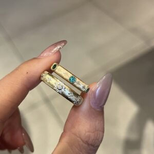 Gold Plated 925 Sterling Silver Brushed Wide Band Ring Lifestyle View