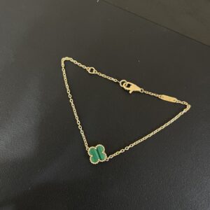 Gold Plated 925 Sterling Silver Green Clover Bracelet Wholesale