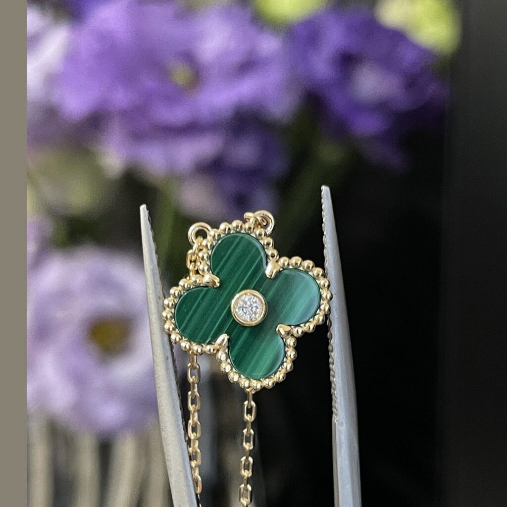 Gold Plated 925 Sterling Silver Green Clover Necklace Wholesale