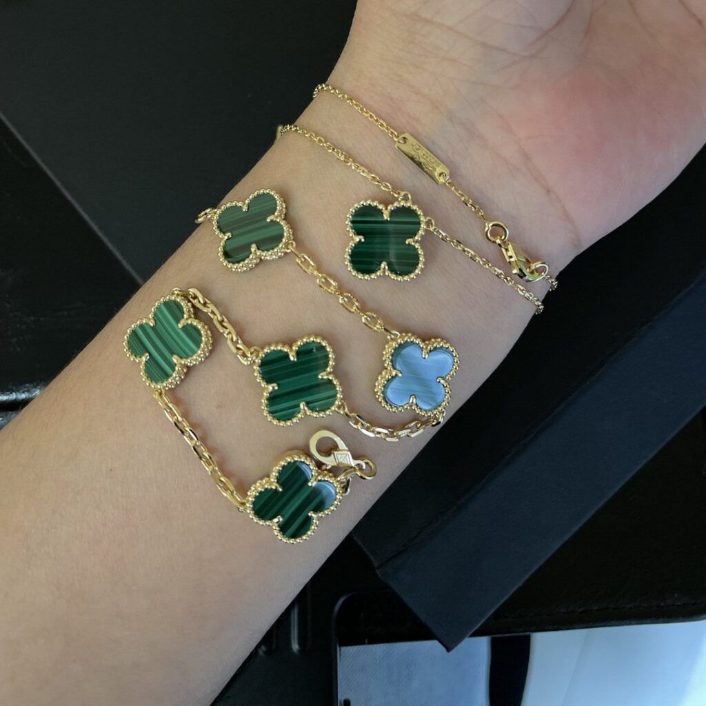 Gold Plated 925 Sterling Silver Green Clover Station Necklace Wholesale