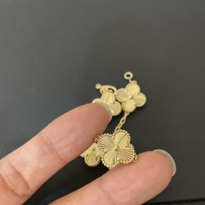 Gold Plated 925 Sterling Silver Mini Green Clover Bracelet Close Up