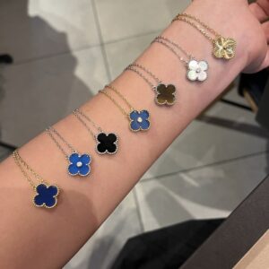 Gold Plated 925 Sterling Silver Multi Color Clover Necklace Wholesale