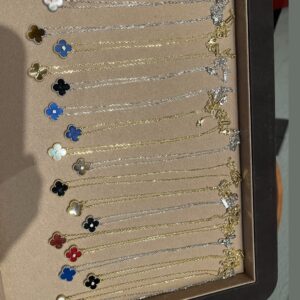 Gold Plated 925 Sterling Silver Multi Color Clover Necklace Packaging View