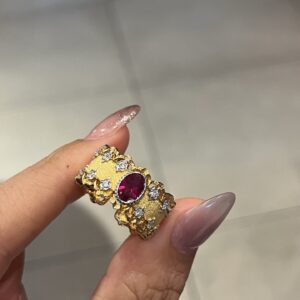 Gold Plated 925 Sterling Silver Openwork Textured Band Ring Detail