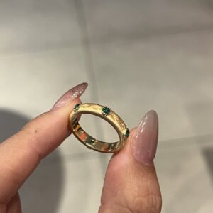 Gold Plated 925 Sterling Silver Openwork Textured Band Ring Close Up