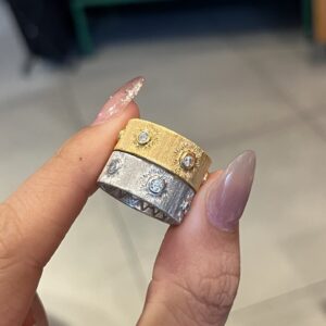 Gold Plated 925 Sterling Silver Openwork Textured Band Ring Packaging View