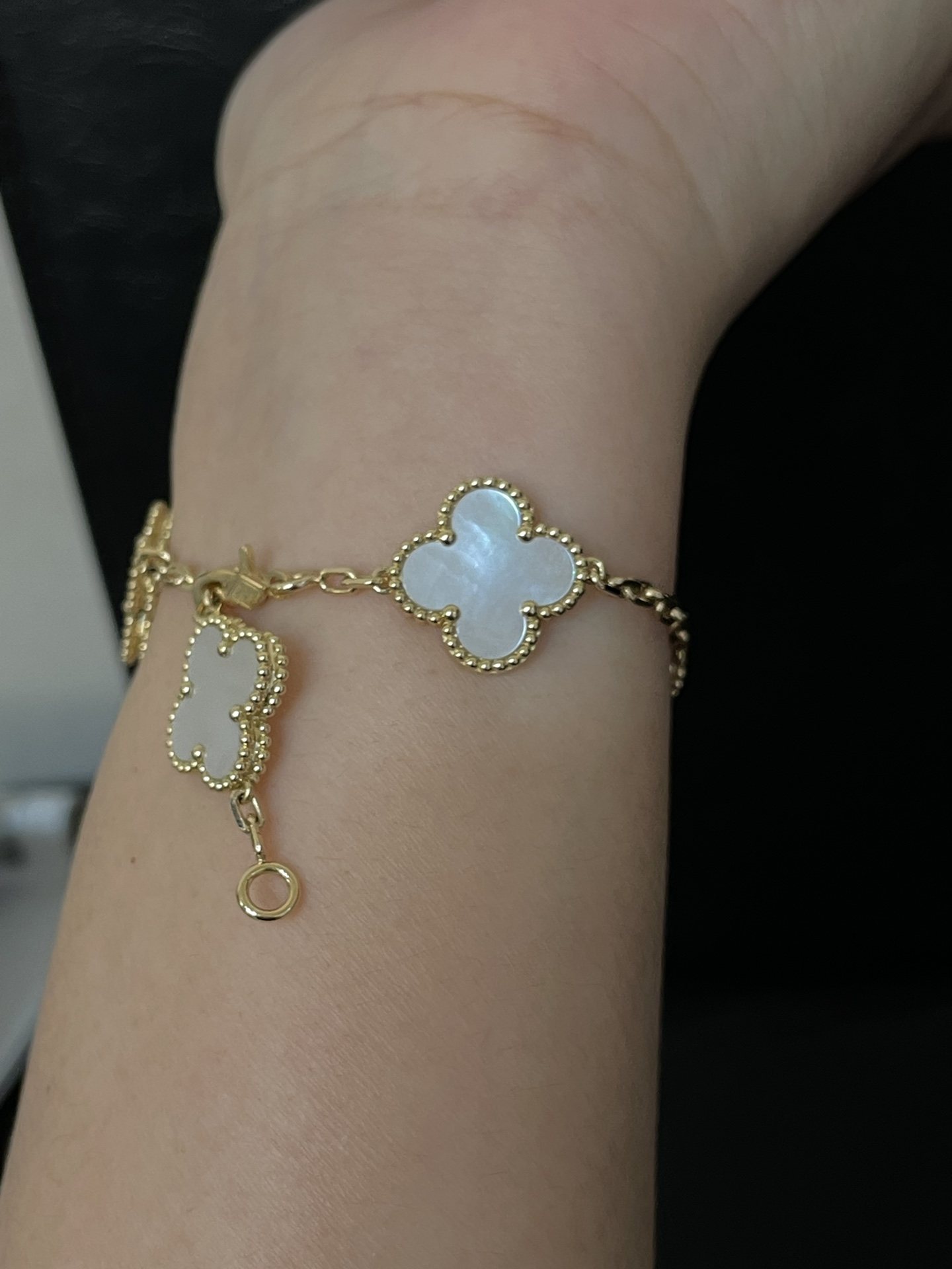 Gold Plated 925 Sterling Silver White Clover Bracelet Wholesale Gold Plated 925 Sterling Silver White Clover Bracelet Wholesale