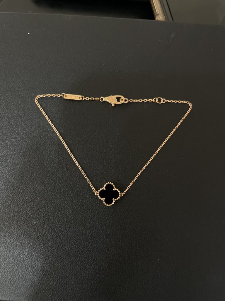 Rose Gold Plated 925 Sterling Silver Black Clover Bracelet Wholesale