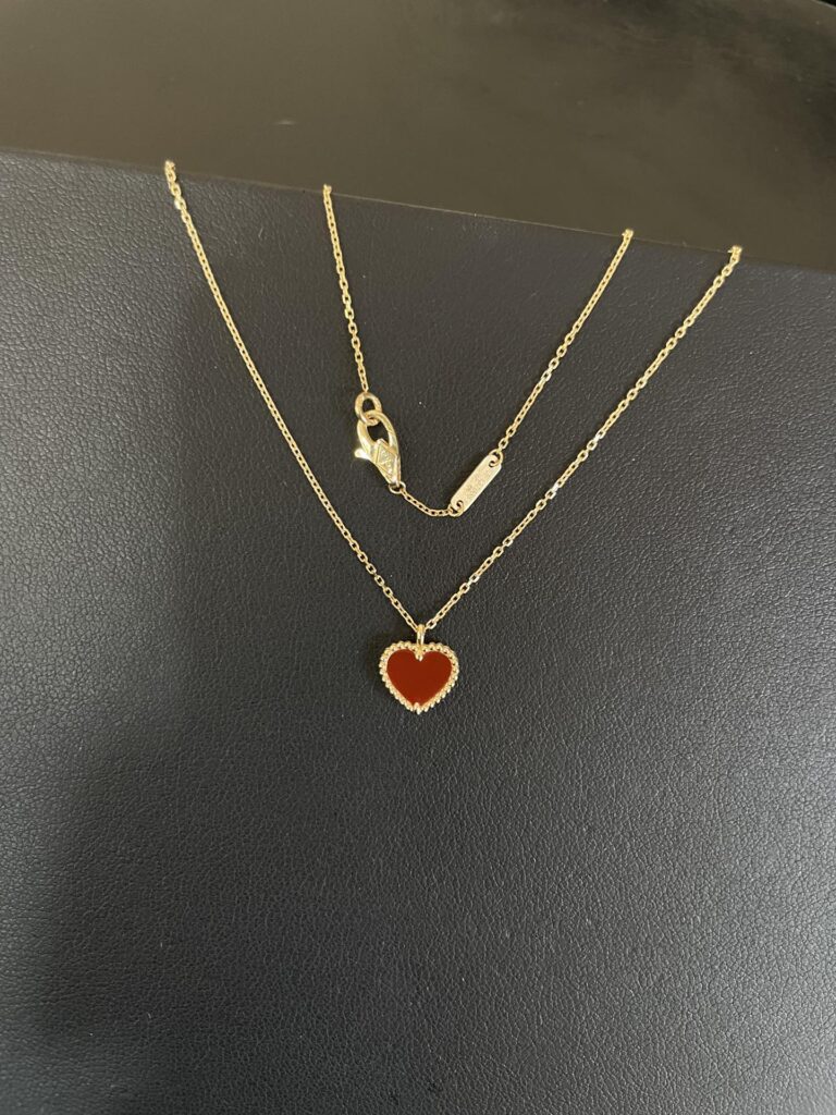 Rose Gold Plated 925 Sterling Silver Red Heart Necklace Wholesale