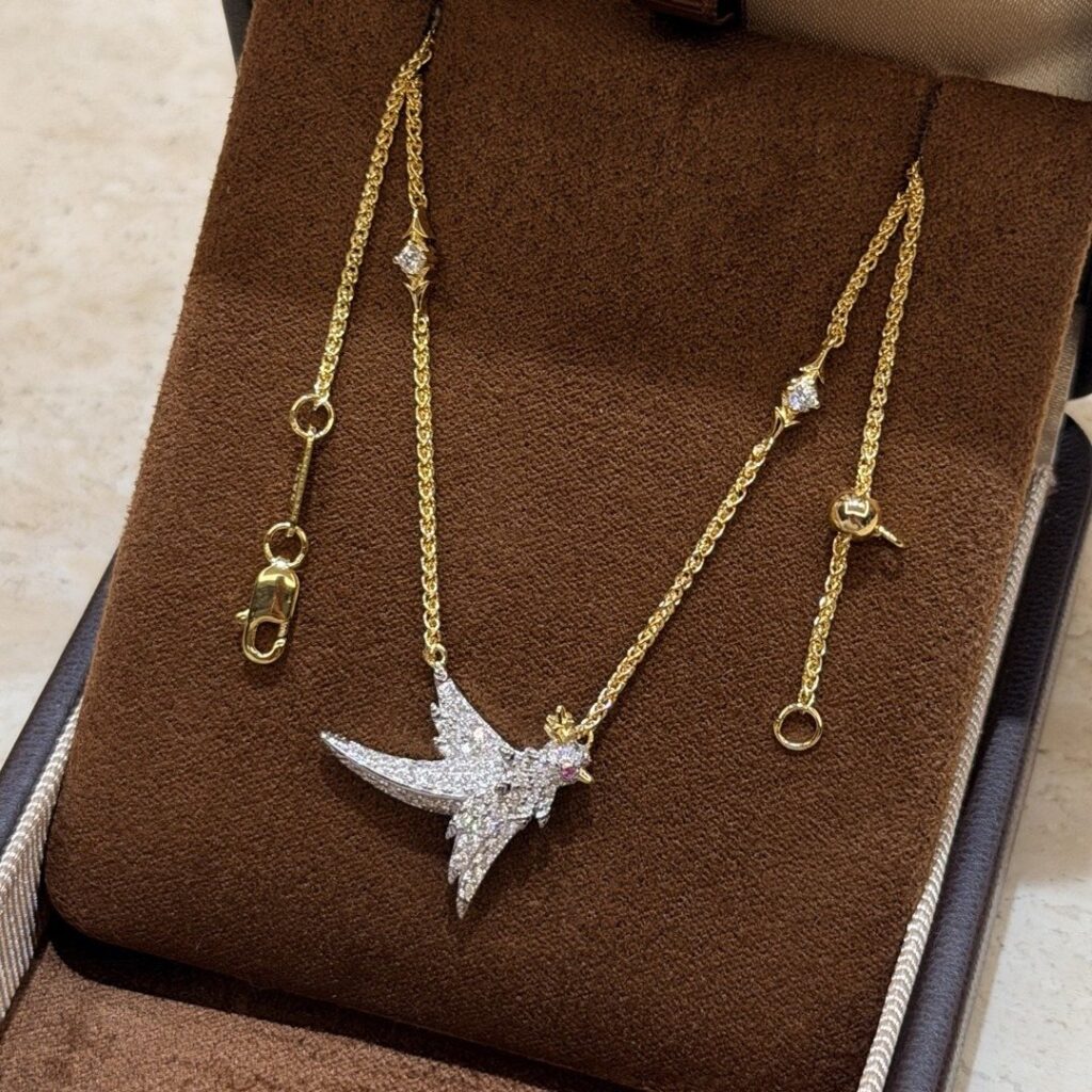 Two Tone 925 Sterling Silver Bird Motif Necklace Wholesale