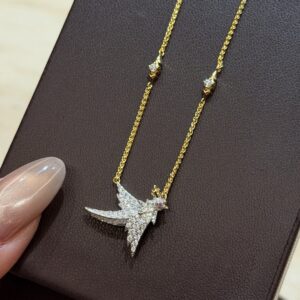 Two Tone 925 Sterling Silver Bird Motif Necklace Jewelry Display