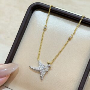Two Tone 925 Sterling Silver Bird Motif Necklace Lifestyle View