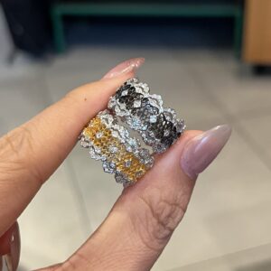 Two Tone 925 Sterling Silver Brushed Wide Band Ring Wholesale