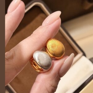Two Tone 925 Sterling Silver Coffee Bean Color Stone Stud Earrings Packaging View