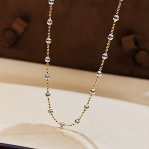 Two Tone 925 Sterling Silver Color Bead Necklace Lifestyle View