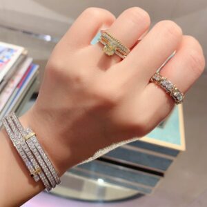 Two Tone 925 Sterling Silver Edge Pave Bangle Packaging View
