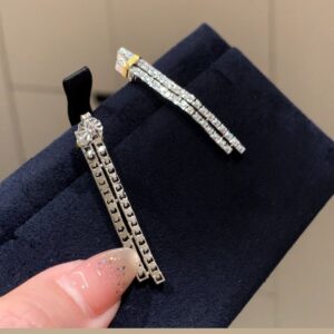 Two Tone 925 Sterling Silver Edge Stud Earrings Close Up